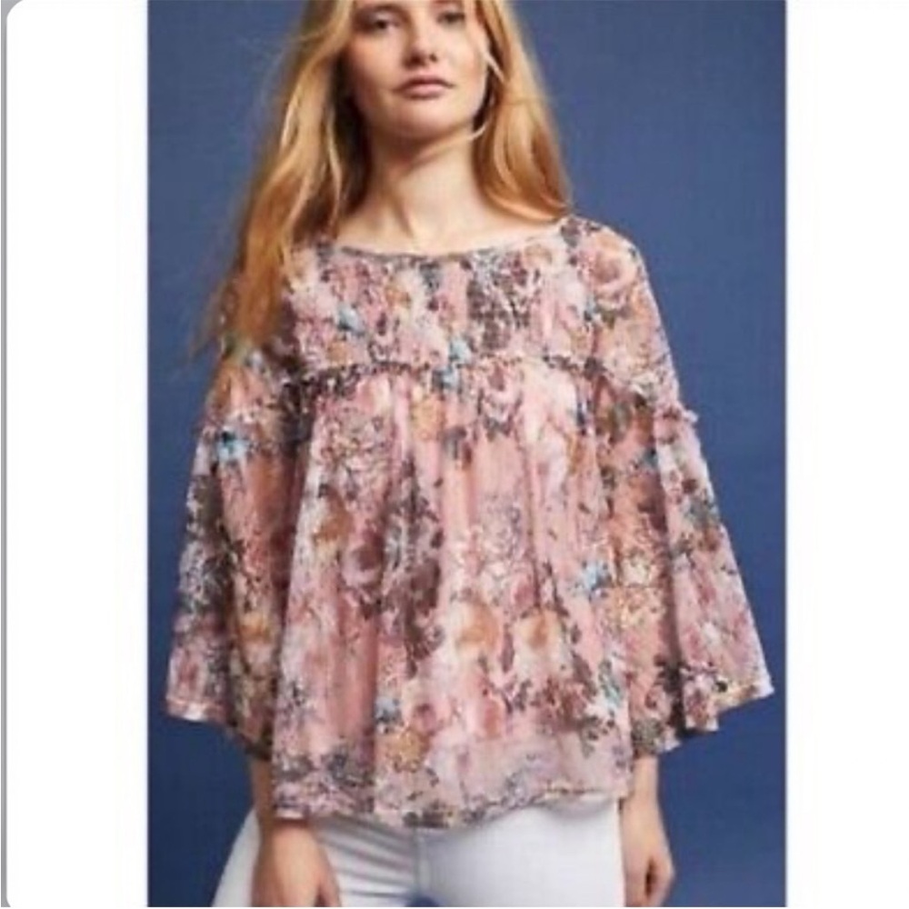 {Anthropologie} Akemi + Kin Lace Bell Sleeve Top - Picture 2 of 10